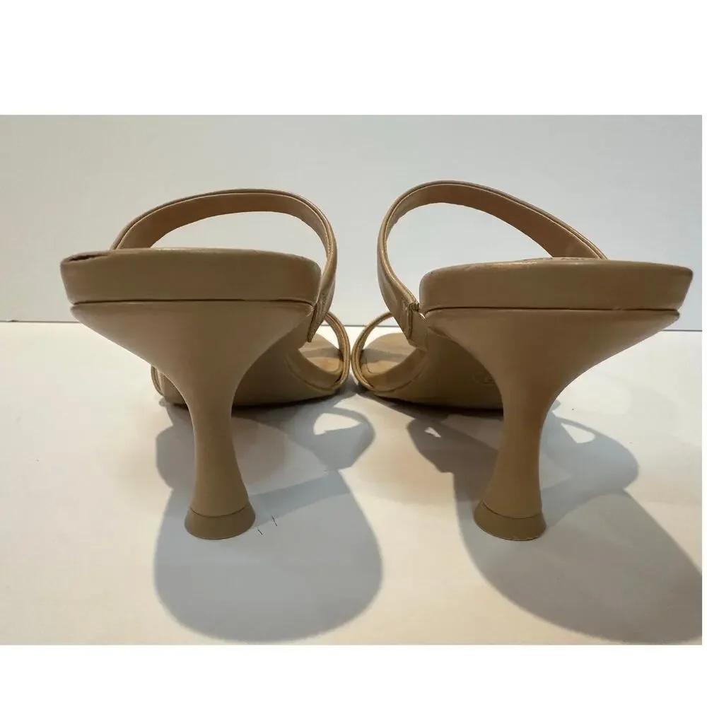 A New Day Paige Double Strap Heels Women’s 9 Beige Minimalist Sandals NWOT
